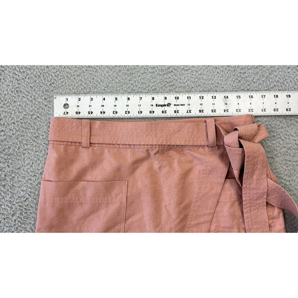 Madewell Portside Faux Wrap Skirt Womens Size 10 Blush Pink Raw Silk Mini - Picture 4 of 10